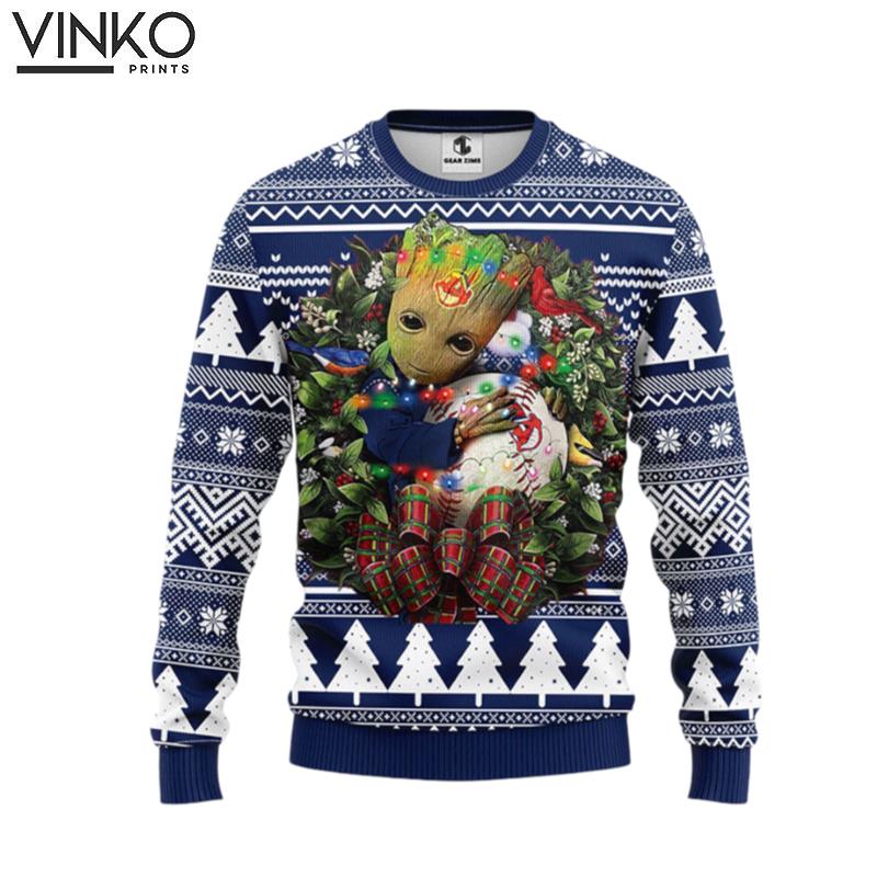 Cleveland Indians Groot Hug Ugly Christmas Sweater