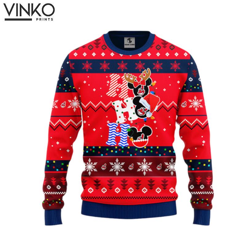 Cleveland Indians Hohoho Mickey Ugly Christmas Sweater