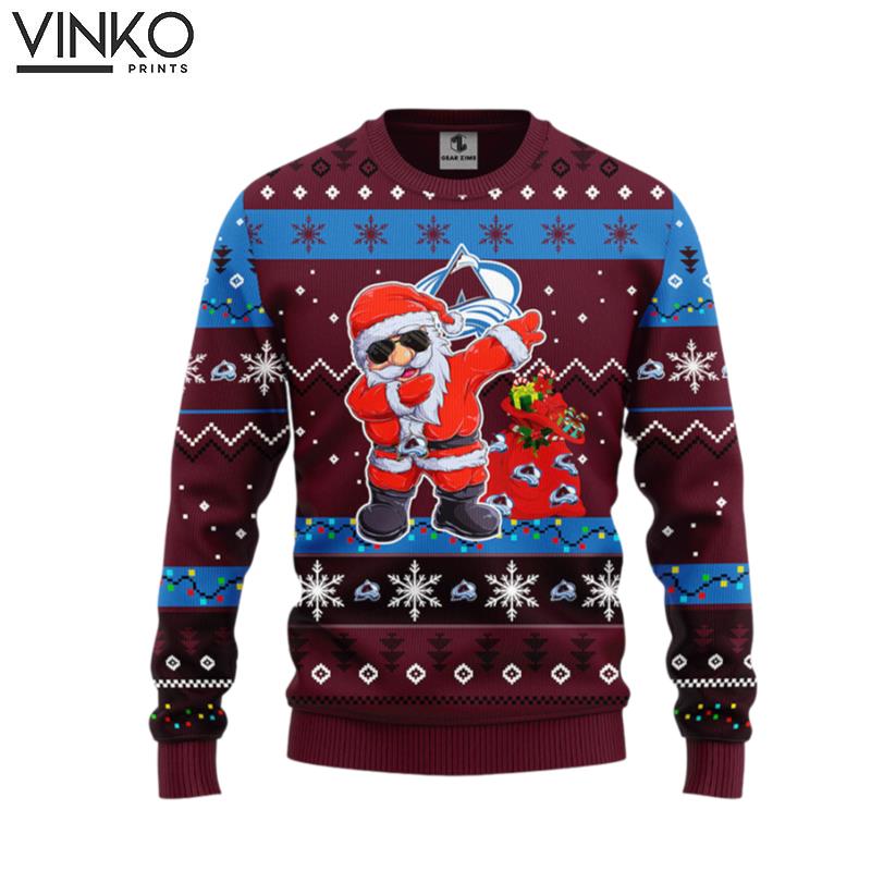 Colorado Avalanche Dabbing Santa Claus Ugly Christmas Sweater