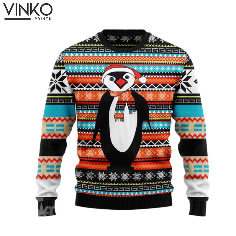 Colorful Pattern Penguin Ugly Christmas Sweater