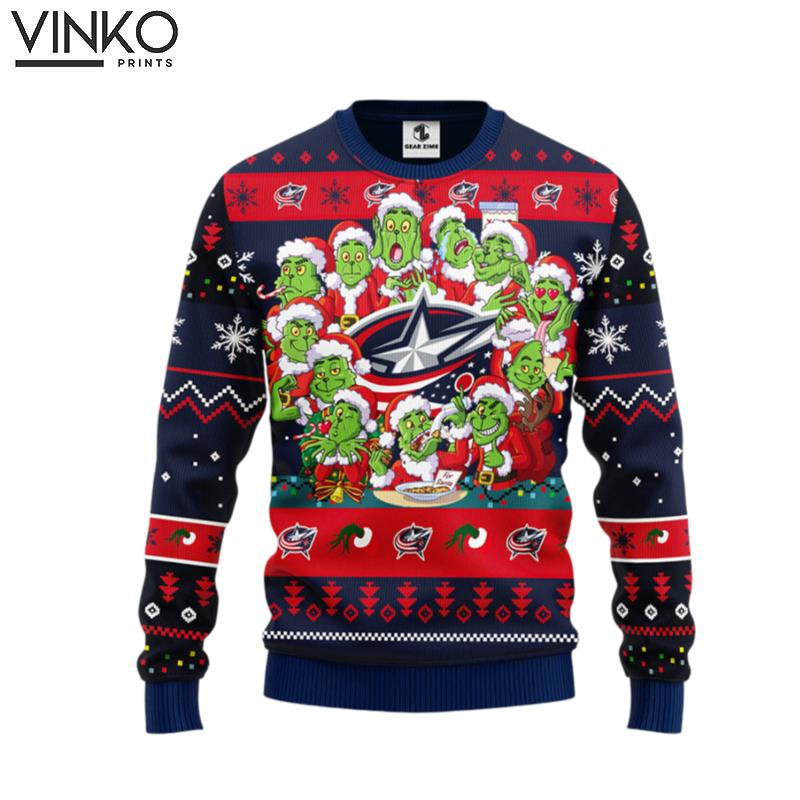 Columbus Blue Jackets 12 Grinch Xmas Day Ugly Christmas Sweater