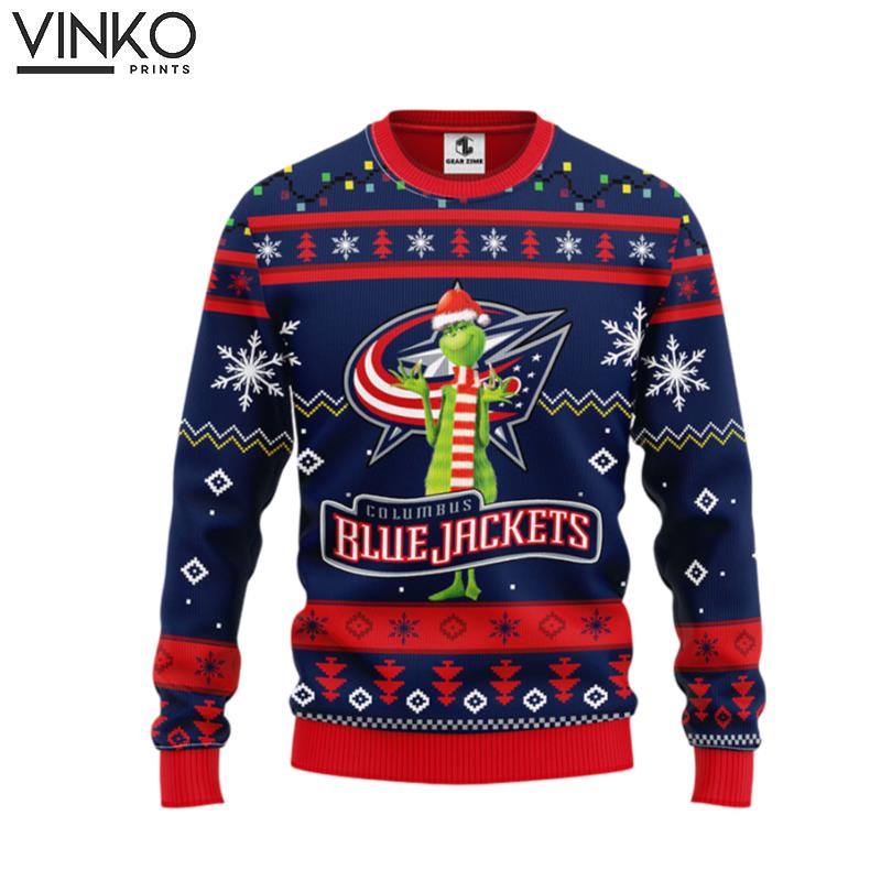 Columbus Blue Jackets Funny Grinch Ugly Christmas Sweater