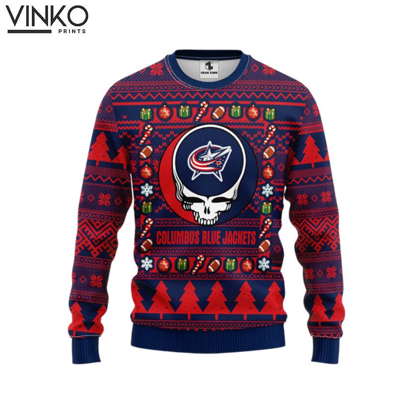 Columbus Blue Jackets Grateful Dead Ugly Ugly Christmas Sweater