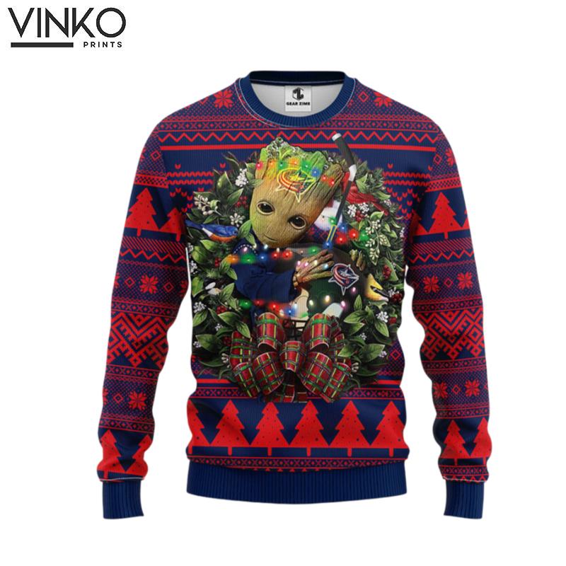 Columbus Blue Jackets Groot Hug Ugly Christmas Sweater