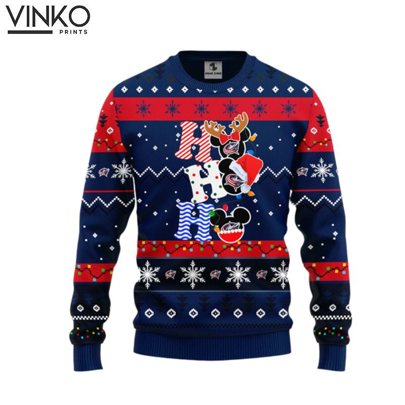 Columbus Blue Jackets Hohoho Mickey Ugly Christmas Sweater