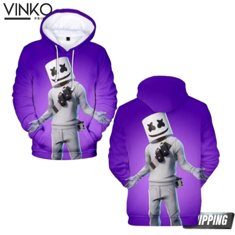 Cool Marshmello Face Thin Hoodie