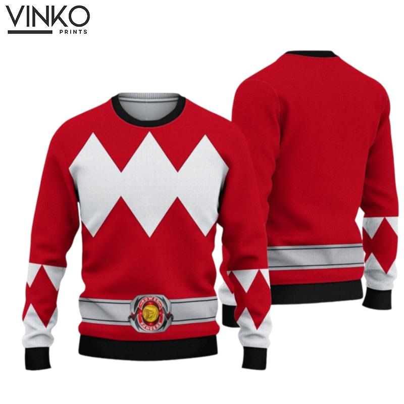 Costume Red Ranger MMPR Cosplay Costume Halloween 3D Ugly Christmas Sweater