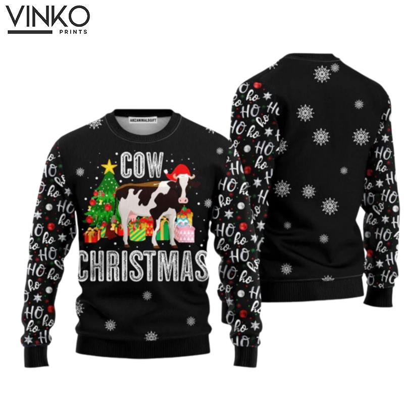 Cow Ho Ho HoPerfect Outfit For Christmas New Year Autumn Winter Ugly Christmas Sweater