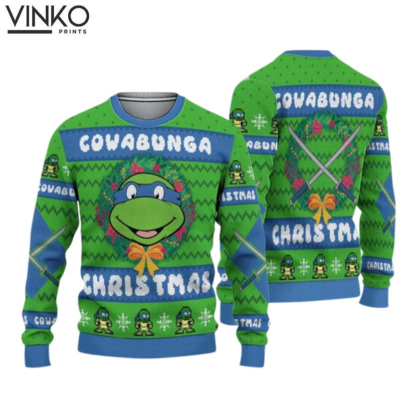 Cowabunga Leonardo TMNT Ugly Christmas Sweater