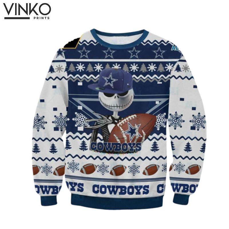 Cowboys Jack Skellington Football Ugly Christmas Sweater