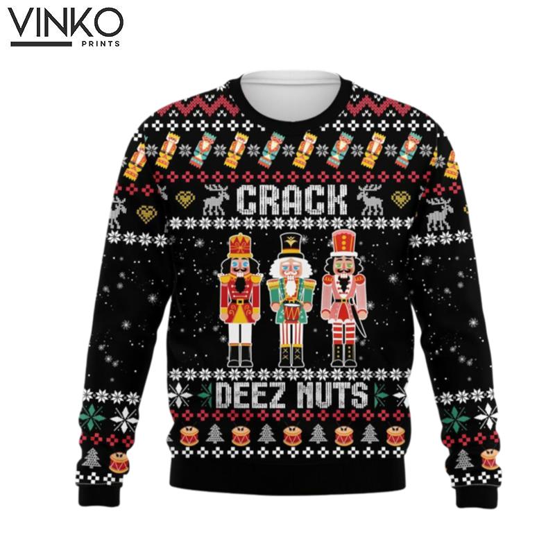 Crack Deez Nuts Nutcracker Xmas Ugly Christmas Sweater