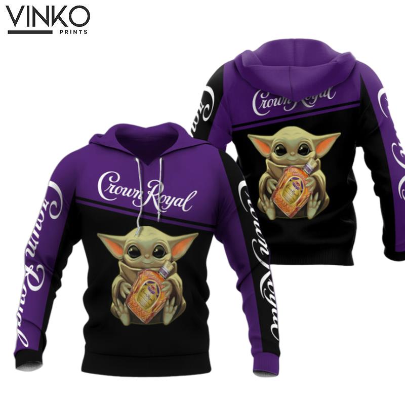 Crown Royal Baby Yoda Blue Black Background Hoodie