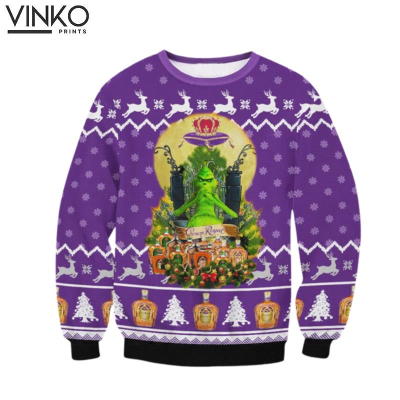 Crown Royal Grinch Christmas Gift for Friend Ugly Christmas Sweater