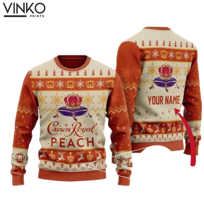 Crown Royal Peach Custom Ugly Christmas Sweater