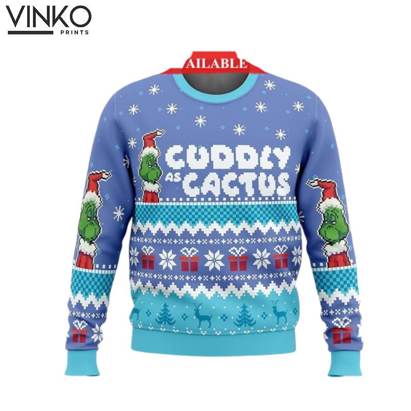 Cuddly as a Cactus funny character Ugly Christmas Sweater