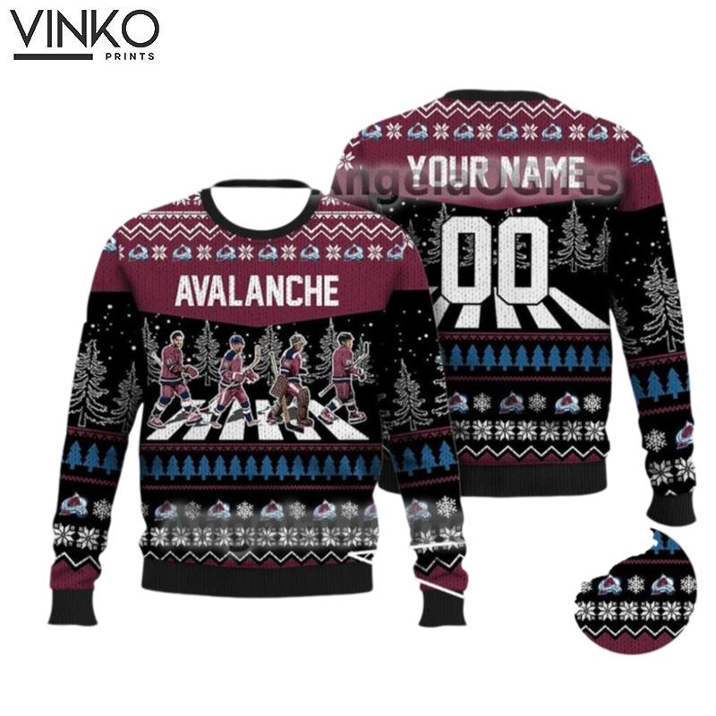 Custom Avalanche Walking Abbey Road Ice Hockey Ugly Christmas Sweater