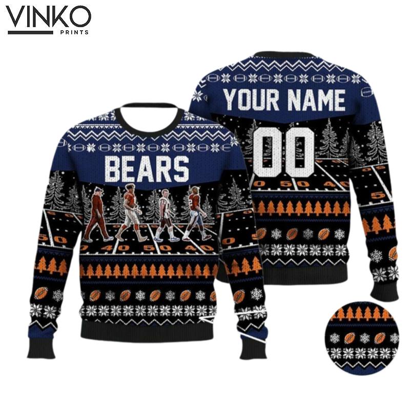 Custom Bears Walking Abbey Road Football Ugly Christmas Sweater