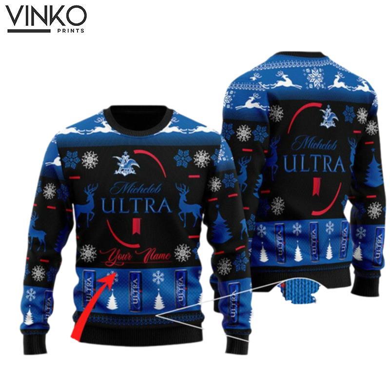 Custom Black Michelob Ultra Ugly Christmas Sweater