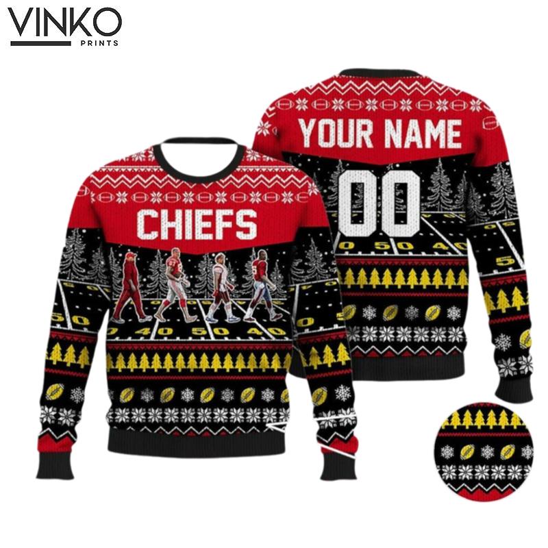 Custom Chiefs Walking Abbey Road Football Ugly Christmas Sweater