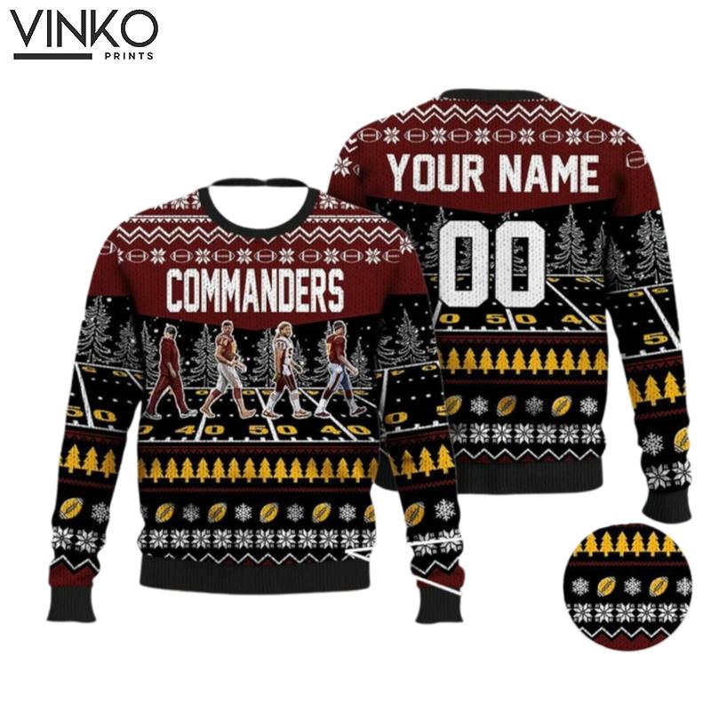 Custom Commanders Walking Abbey Road Football Ugly Christmas Sweater