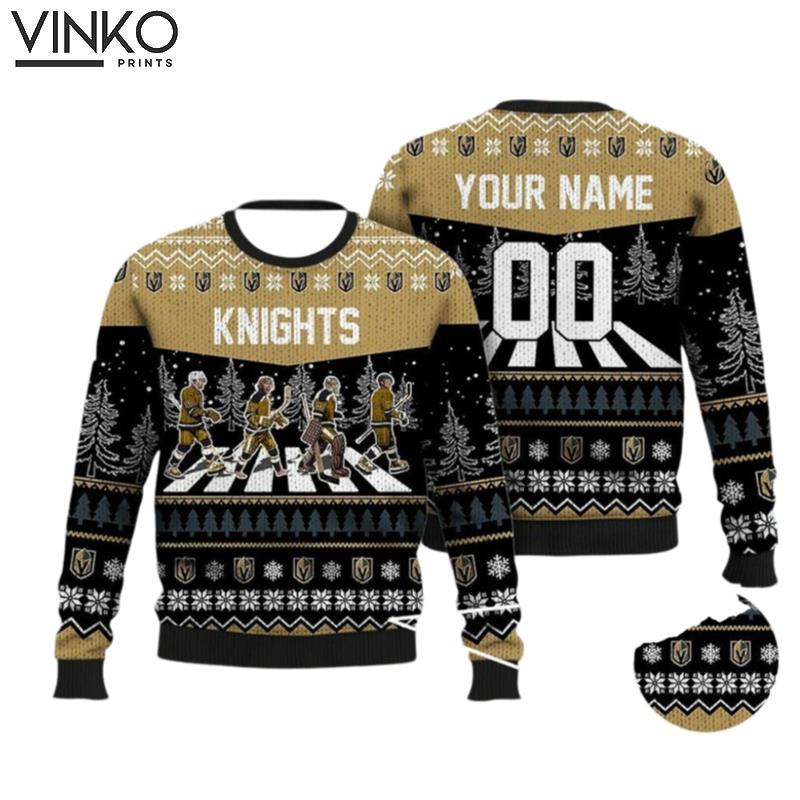 Custom Knights Walking Abbey Road Ice Hockey Ugly Christmas Sweater