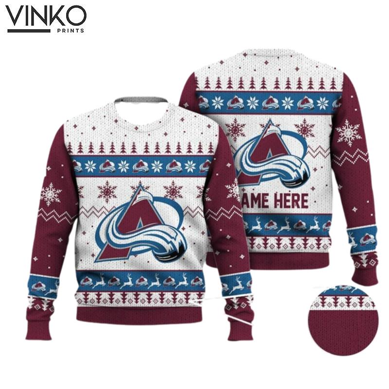 Custom Name Colorado Avalanche Ice Hockey Ugly Christmas Sweater