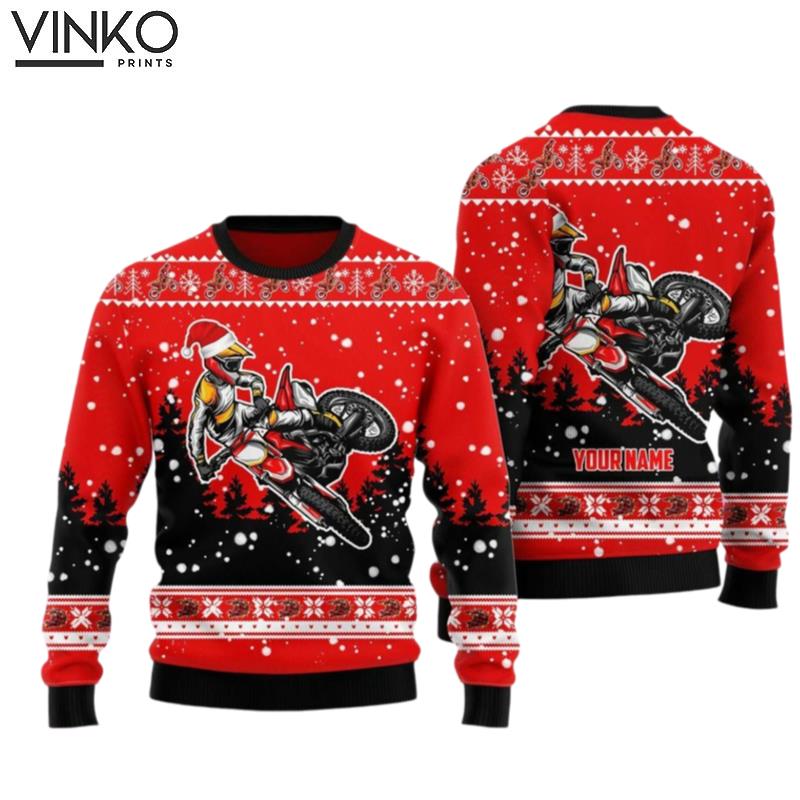 Custom Name Dirt Bike Ugly Christmas Sweater