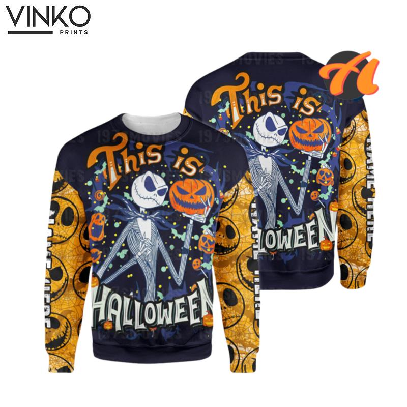 Custom Name Jack Skellington Halloween Ugly Christmas Sweater