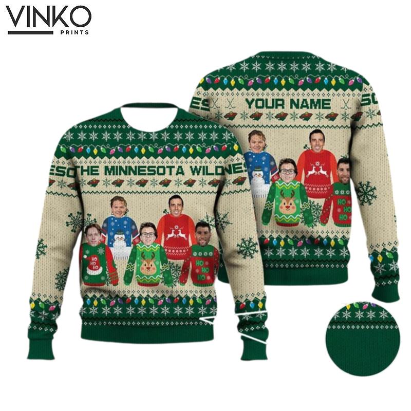 Custom Name Minnesota Wild Wild Ice Hockey Shirt Ugly Christmas Sweater