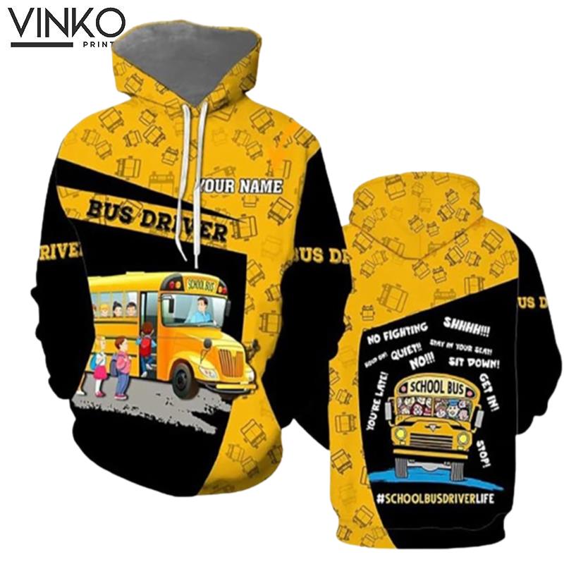 Custom Name School Bus Driver Hoodie