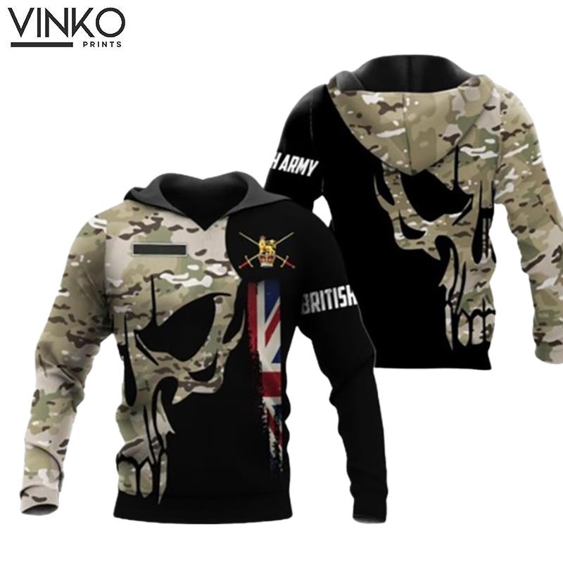 Custom Name Skull Camo British Army Hoodie