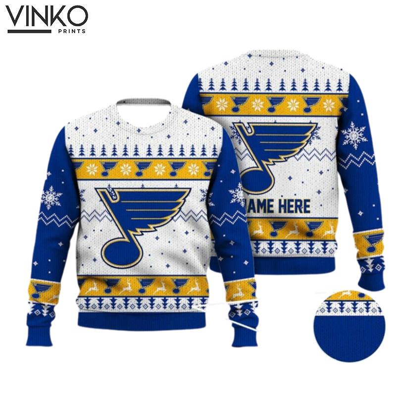 Custom Name St Louis Bluess Ice Hockey Ugly Christmas Sweater