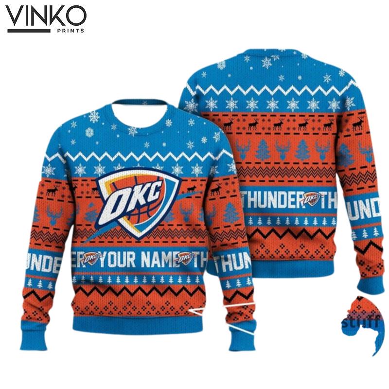 Custom Oklahoma City Basketball Ugly Christmas Sweater