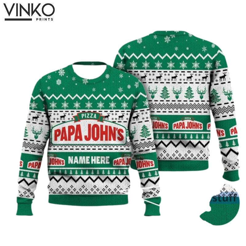 Custom Papa John Food Ugly Christmas Sweater