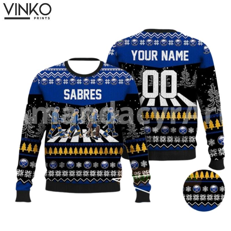 Custom Sabres Walking Abbey Road Ice Hockey Ugly Christmas Sweater