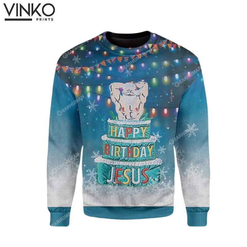 Custom Ugly Happy Birthday Jesus Ugly Christmas Sweater