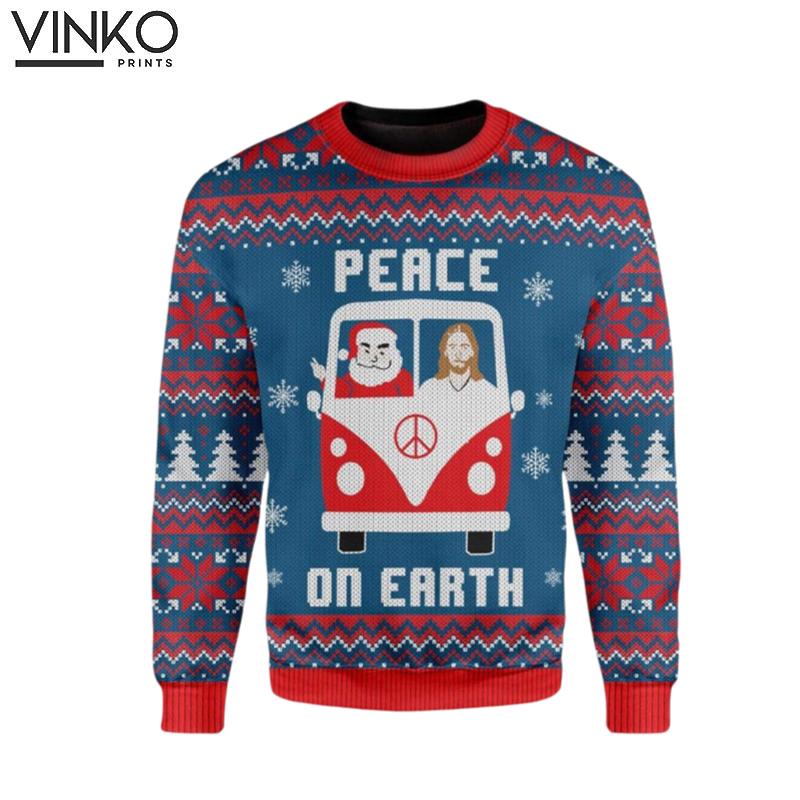 Custom Ugly Peace On Earth Ugly Christmas Sweater