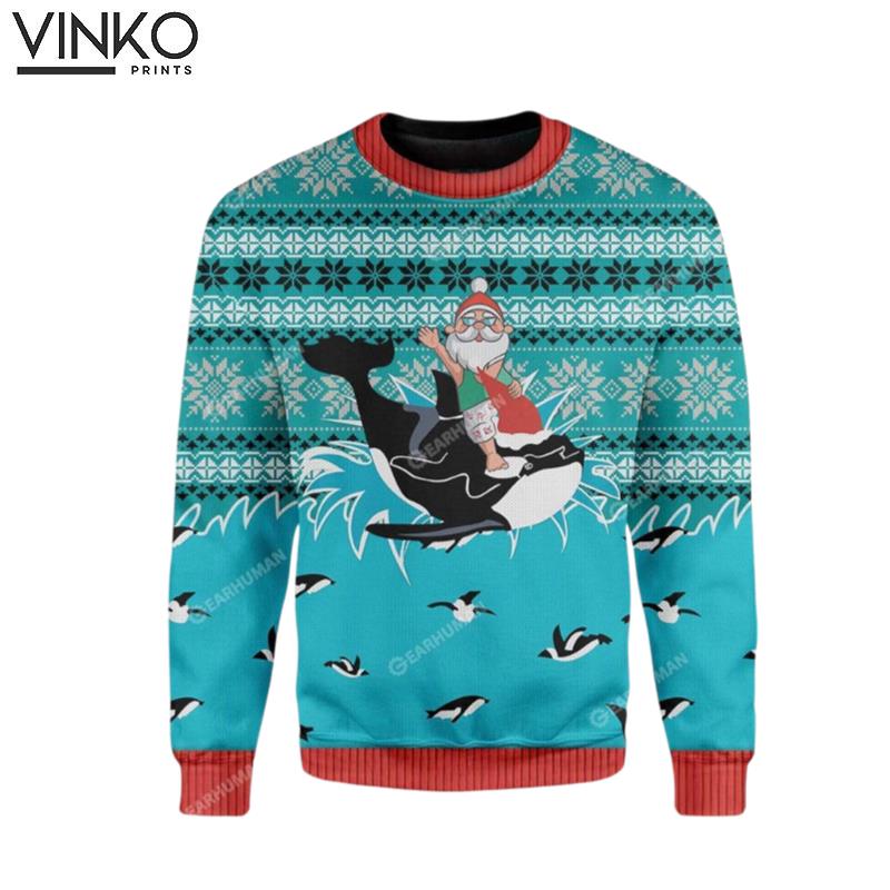 Custom Ugly Santa And Whale Ugly Christmas Sweater