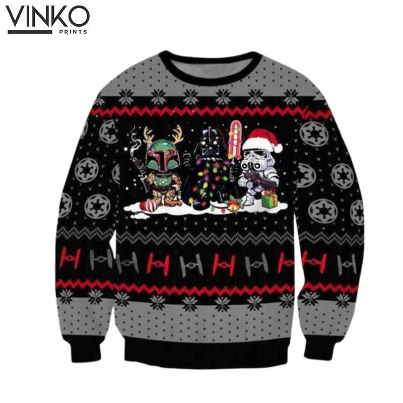 Cute Darth Vader Stormtrooper Woolen For Holiday SW Ugly Christmas Sweater