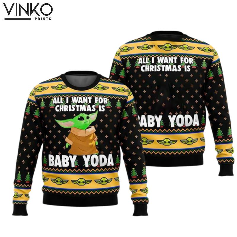 Cute Green Baby All I Want For Xmas Is Baby Ugly Christmas Sweater