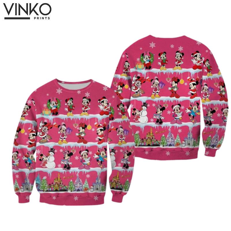 Cute Pink Minnie Mouse 3D Ugly Christmas Sweater