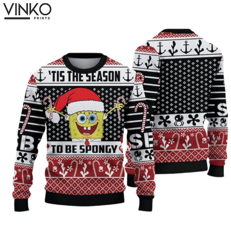 Cute Sponge Till The Season Woolen For Holiday Bob Sponge Ugly Christmas Sweater