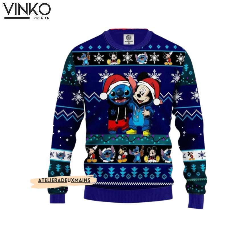 Cute Stitch And Mickey Mouse Disney Ugly Christmas Sweater