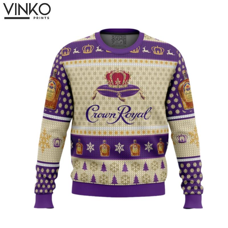 Cute Xmas Crown Royal Whiskey Woolen Ugly Christmas Sweater