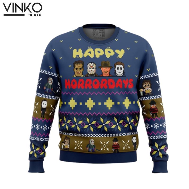 Cute Xmas Happy Horrordays Halloween Woolen Ugly Christmas Sweater