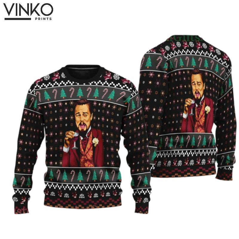 Cute Xmas Laughing Leo DiCaprio Meme Ugly Christmas Sweater