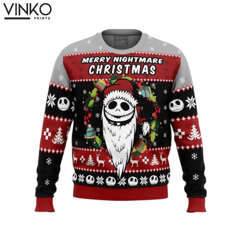 Cute Xmas Merry Nightmare The Nightmare Before Christmas Woolen Ugly Christmas Sweater