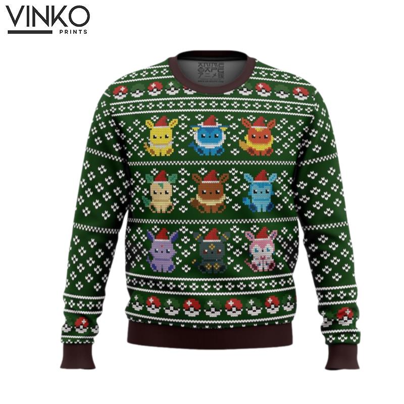 Cute Xmas Pokemon Eevee Eeveelutions Woolen Ugly Christmas Sweater