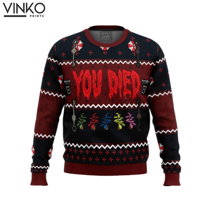 Cute Xmas Resident Evil You Died Woolen Ugly Christmas Sweater