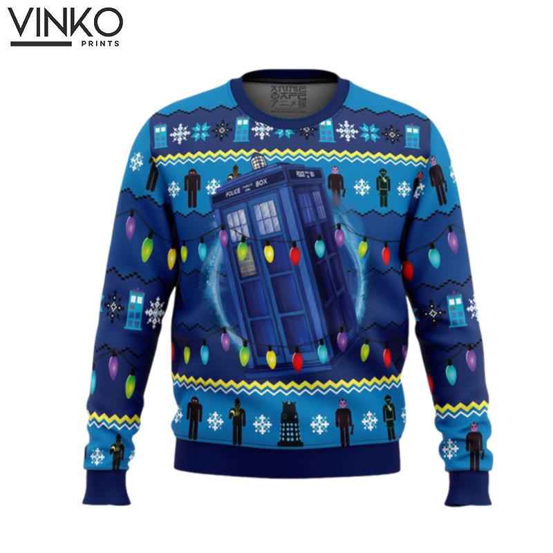 Cute Xmas WHO'S Outside Doctor Who Woolen Ugly Christmas Sweater